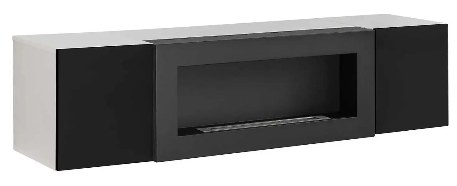 Тумба РТВ с биокамином ASM Fly WS FY SBK (White Matt/Black Gloss/Black)
