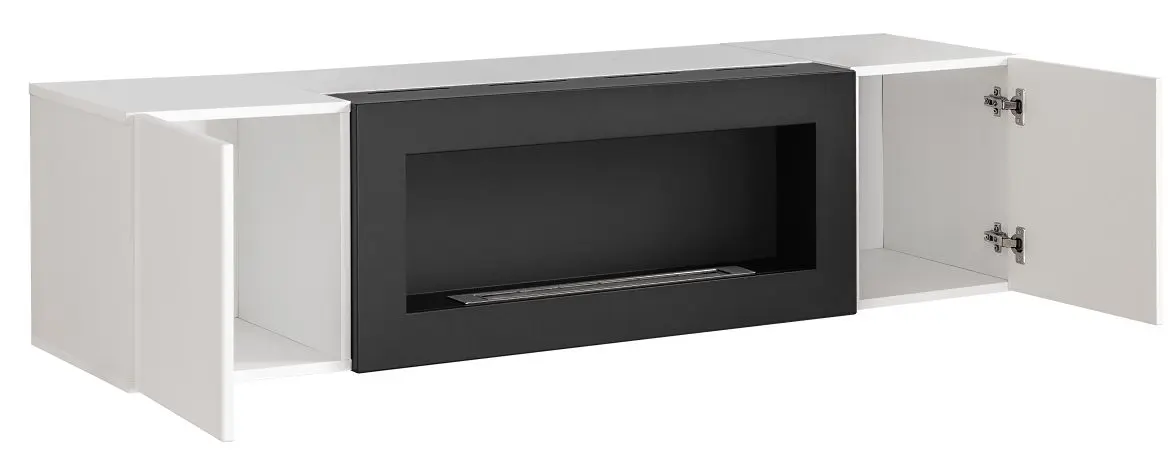 Тумба РТВ с биокамином ASM Fly WW FY SBK (White Matt/White Gloss/Black) - 2