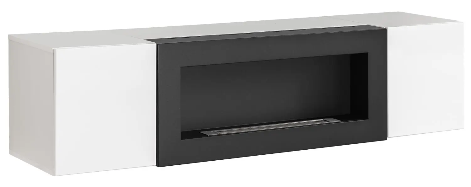 Тумба РТВ с биокамином ASM Fly WW FY SBK (White Matt/White Gloss/Black)