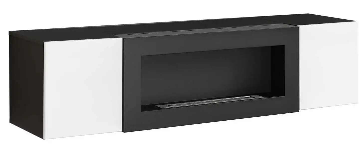 Тумба РТВ с биокамином ASM Fly ZW FY SBK (Black Matt/White Gloss/Black)
