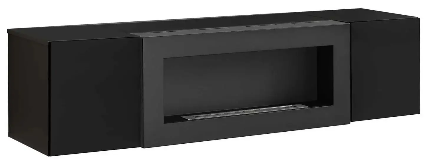Тумба РТВ с биокамином ASM Fly ZZ FY SBK (Black Matt/Black Gloss)