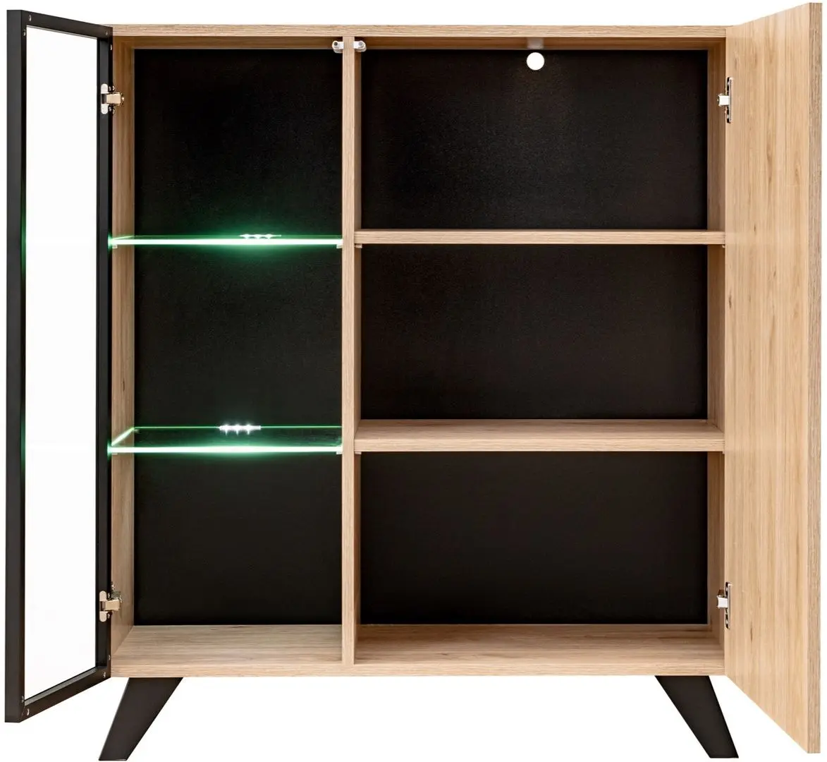 Tumba-vitrina ASM Liam HJZ LM WSN (Hickory Jackson/Black Matt)