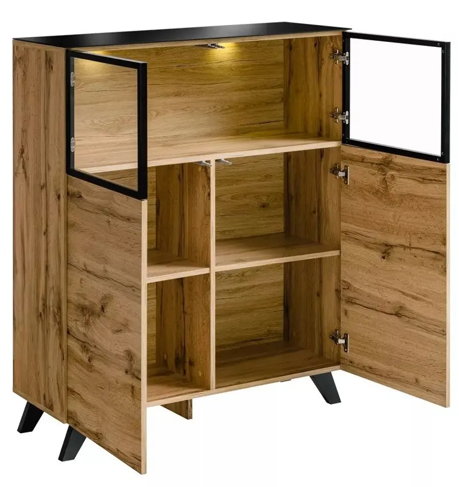 Тумба-витрина ASM Thin WT TH WSN (Wotan Oak/Black Glass)