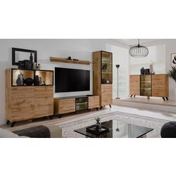 Тумба-витрина ASM Thin WT TH WSN (Wotan Oak/Black Glass) Thumb