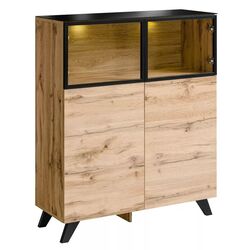 Tumba-vitrina ASM Thin WT TH WSN (Wotan Oak/Black Glass)