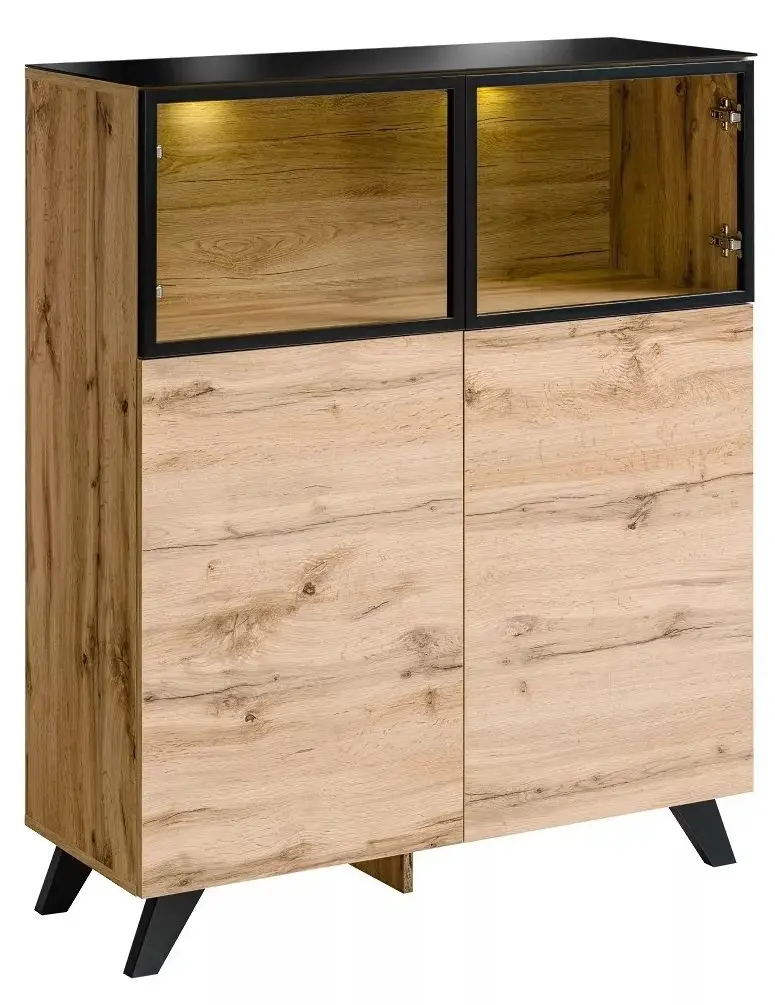 Тумба-витрина ASM Thin WT TH WSN (Wotan Oak/Black Glass)