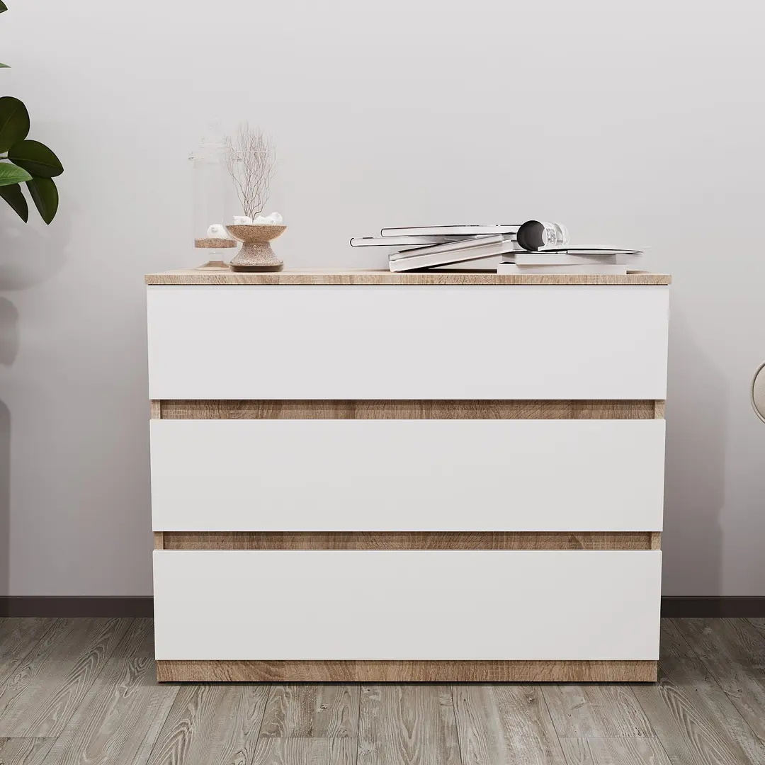 Comoda Bayro Harmony 100x81x45 (Sonoma Oak/White)