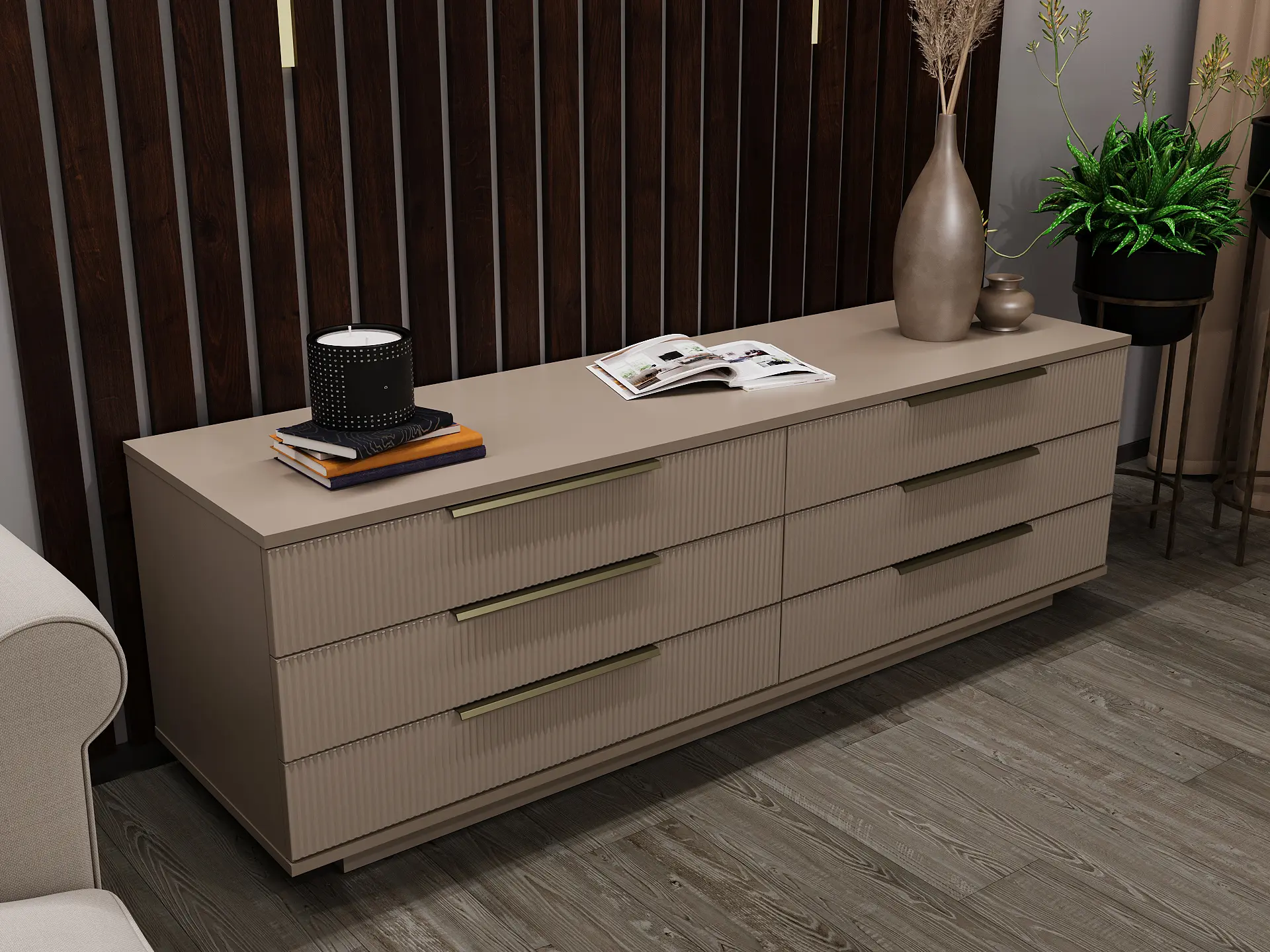 Комод Bayro Napoli 1800x560x500 Positano (Gray Stone)