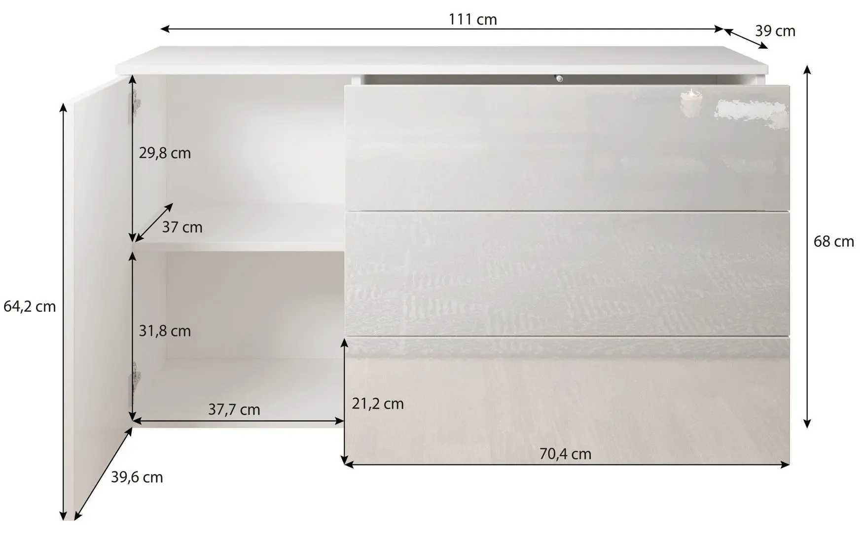 Tumba Bratex Paris 110 (White/White Gloss)