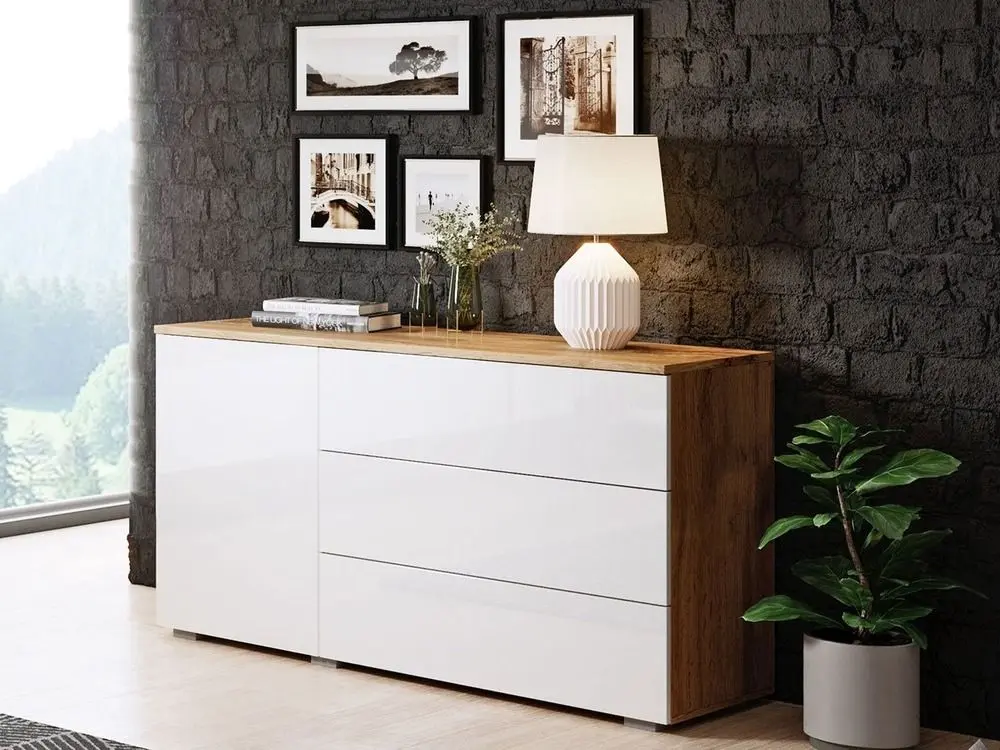 Tumba Bratex Paris 110 (Wotan Oak/White Gloss)