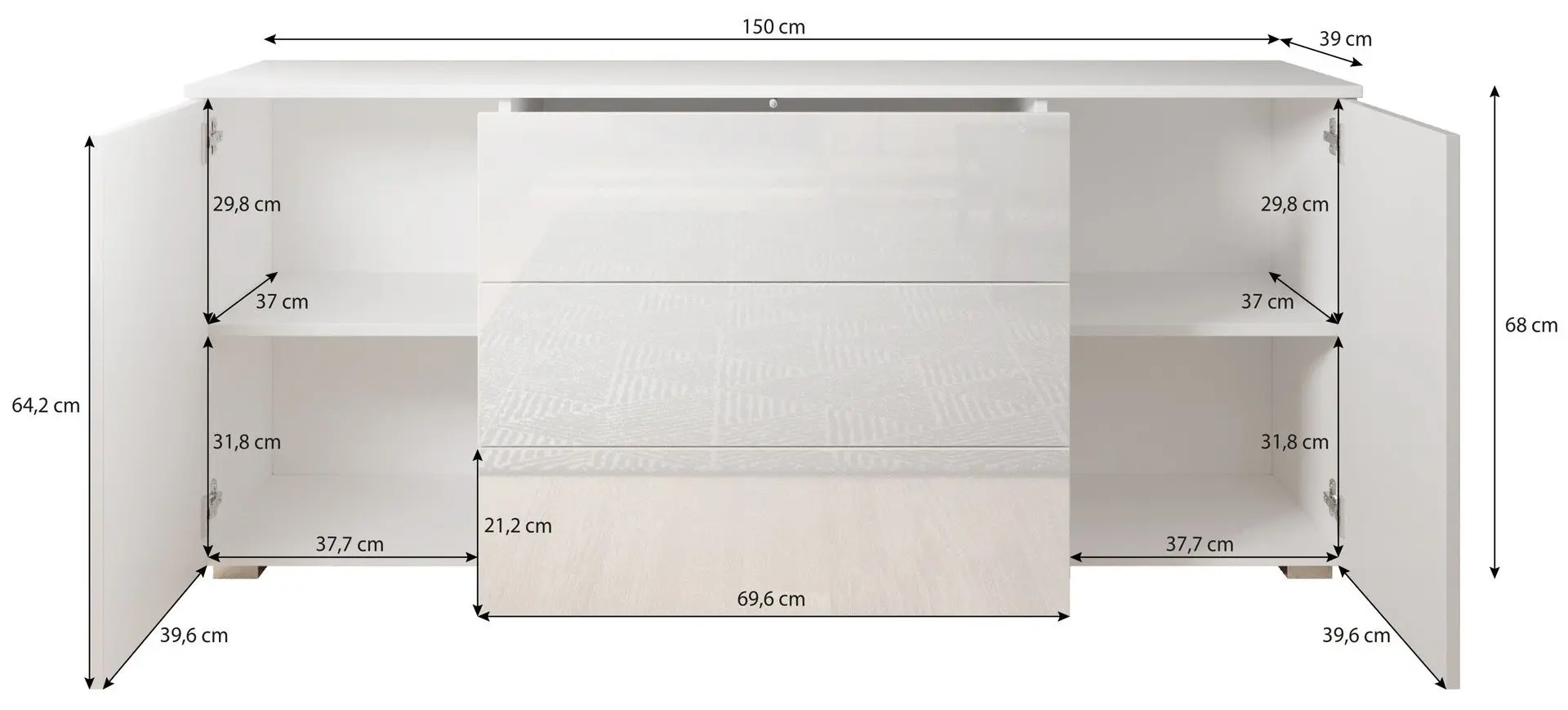 Tumba Bratex Paris 150 (White/White Gloss)