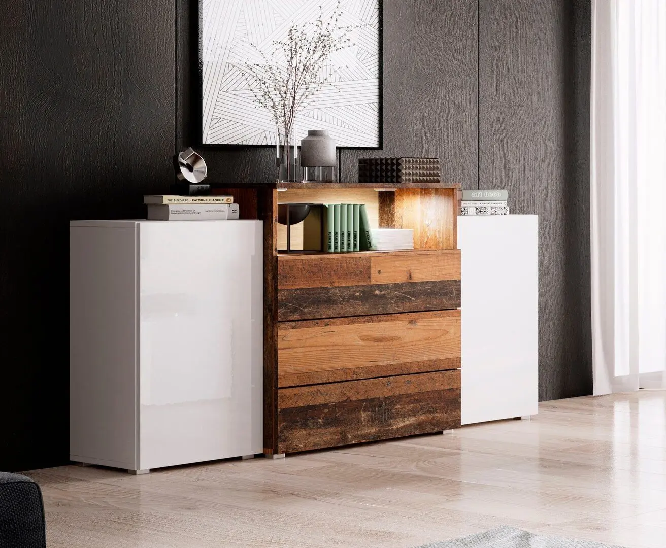 Tumba Bratex Urban III (White/White Gloss/Old Style)