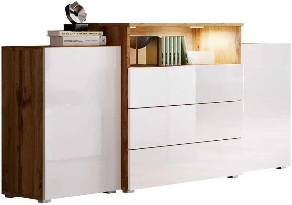 Тумба Bratex Urban III (Wotan Oak/White Gloss)