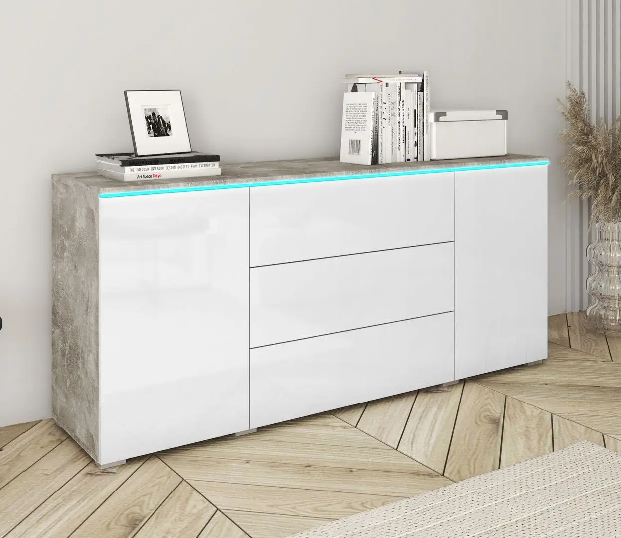 Tumba Bratex Vera 150 (Concrete/White Gloss)