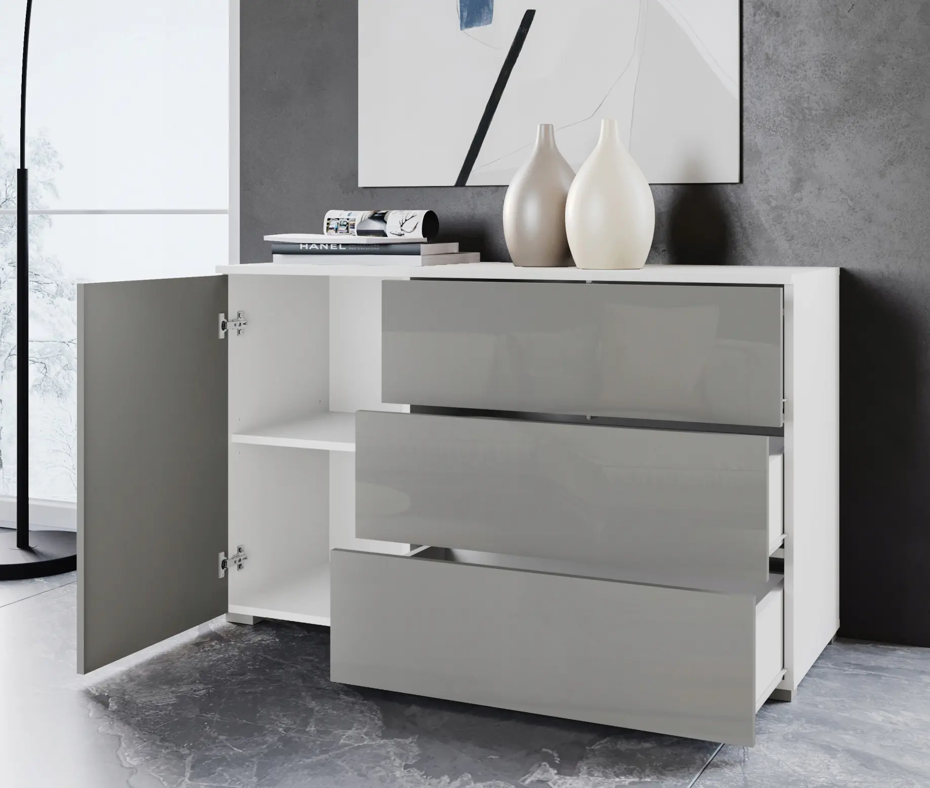 Tumba Bratex Paris 110 (White/Grey Gloss) - 2