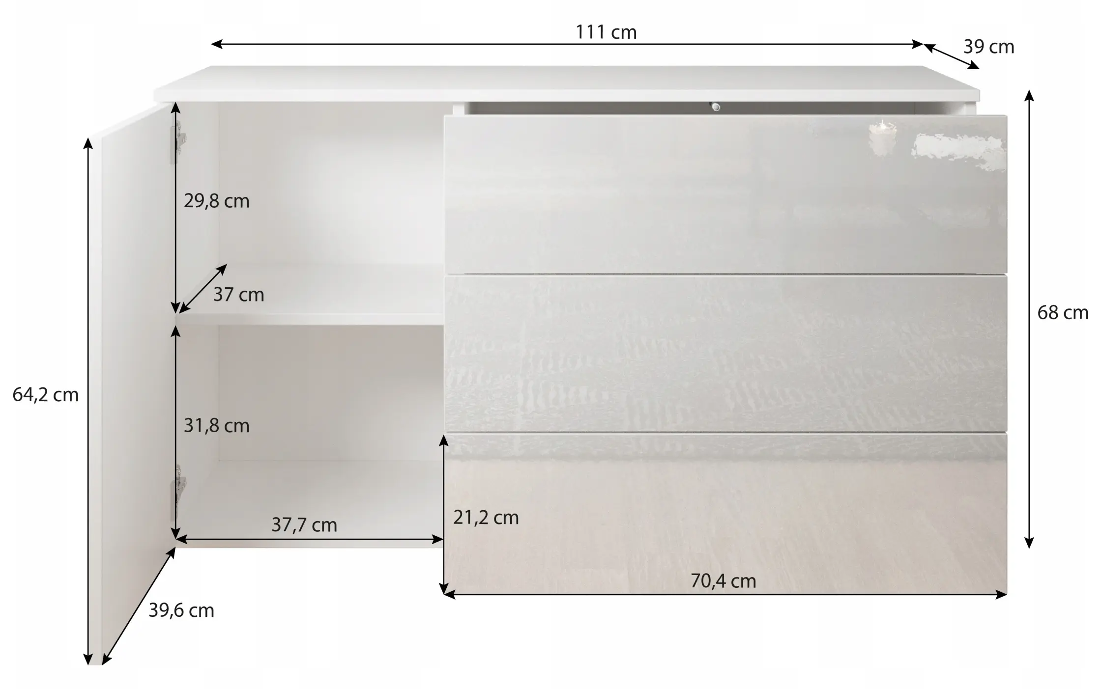 Tumba Bratex Paris 110 (White/Grey Gloss) - 4