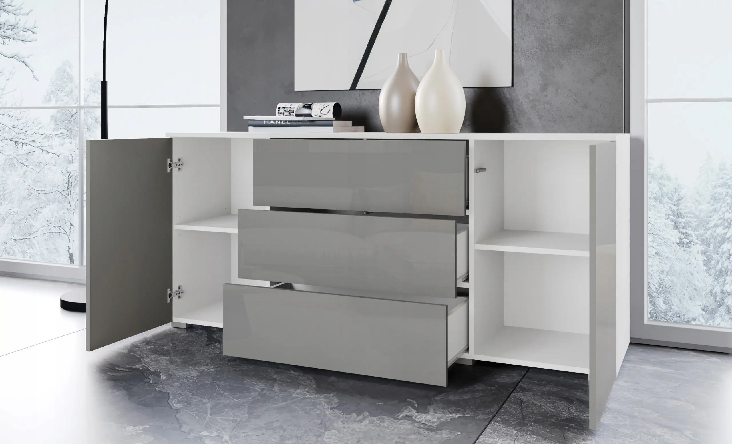 Tumba Bratex Paris 150 (White/Grey Gloss) - 2
