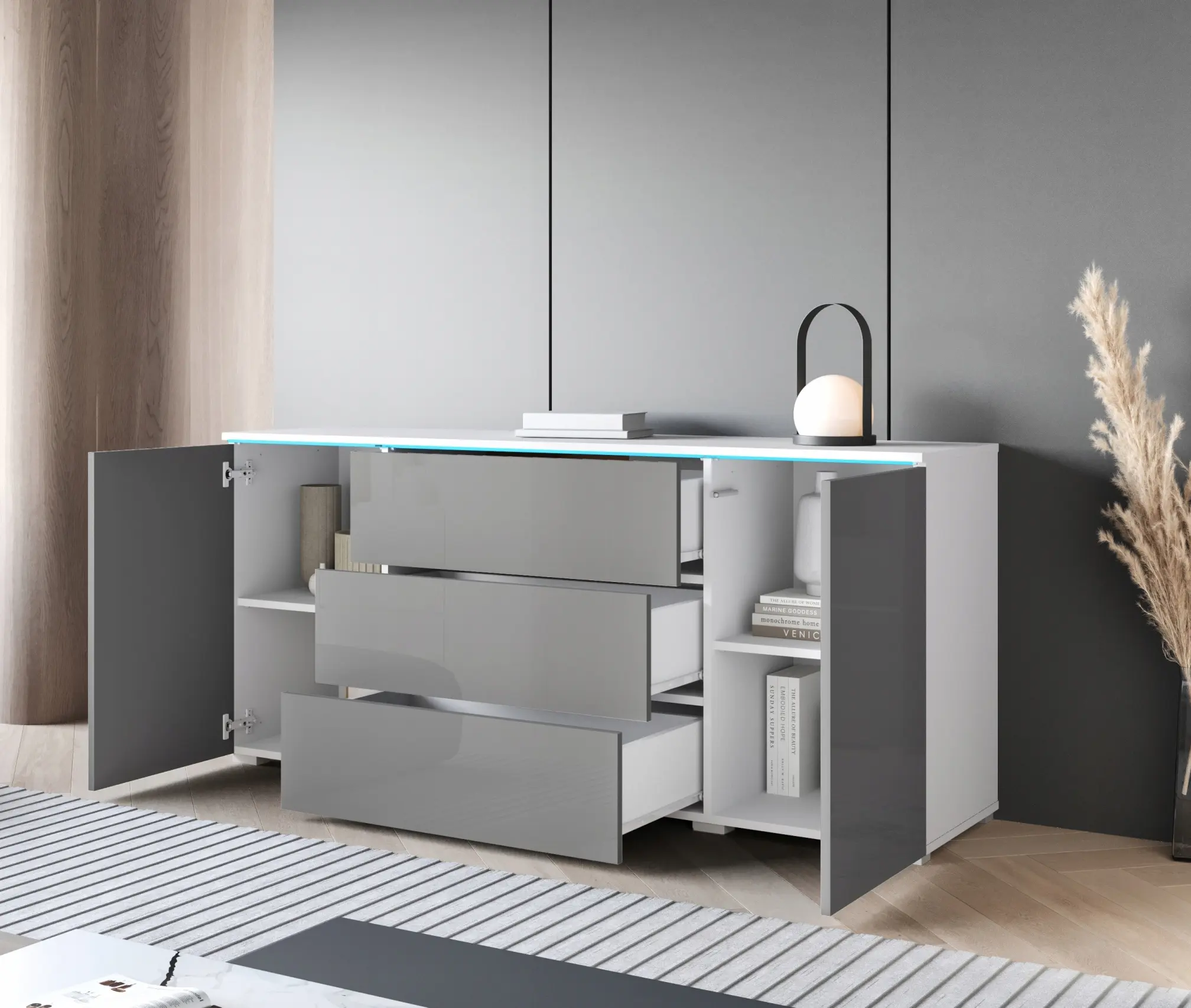 Tumba Bratex Vera 150 (White/Grey Gloss) - 2