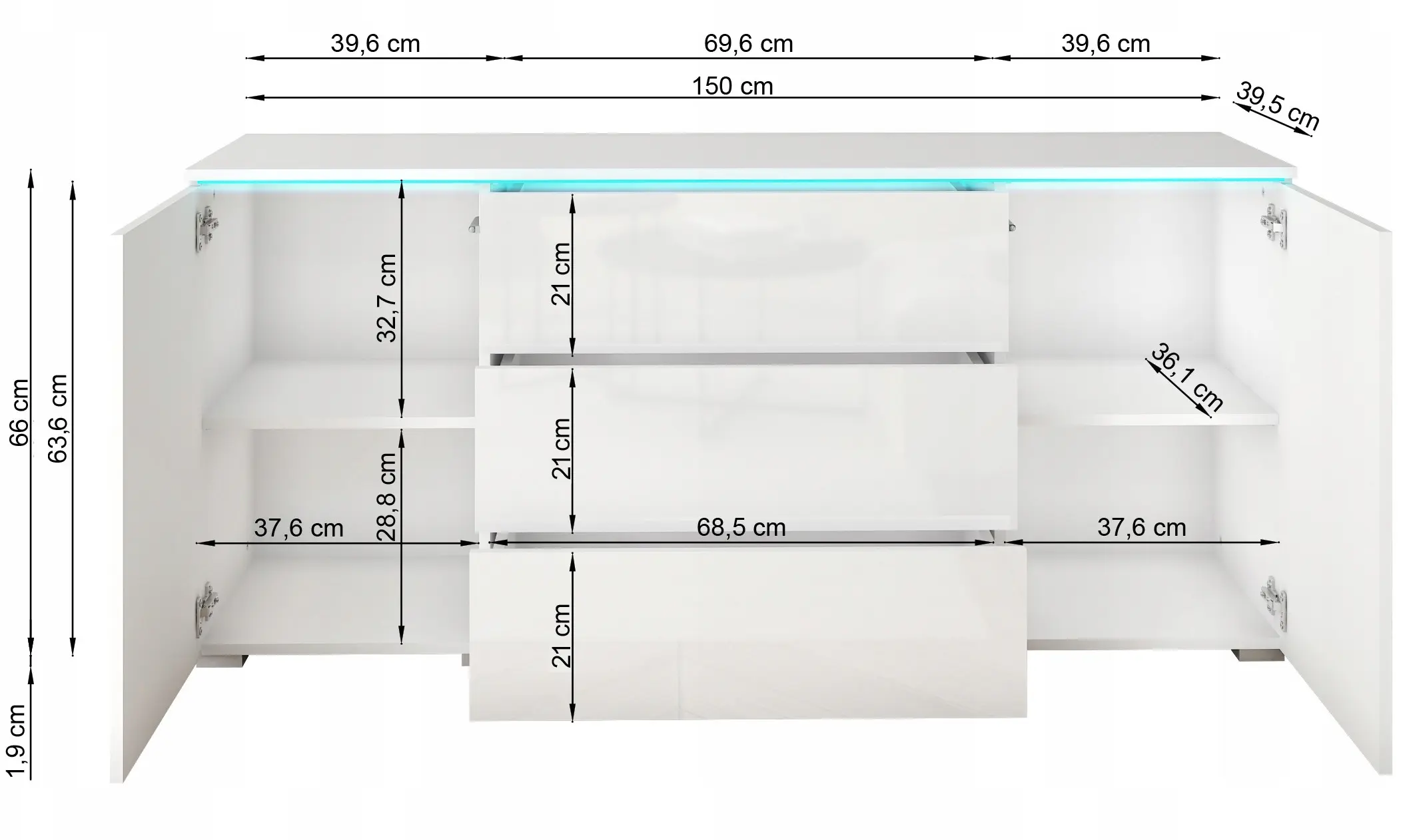 Tumba Bratex Vera 150 (White/Grey Gloss) - 4