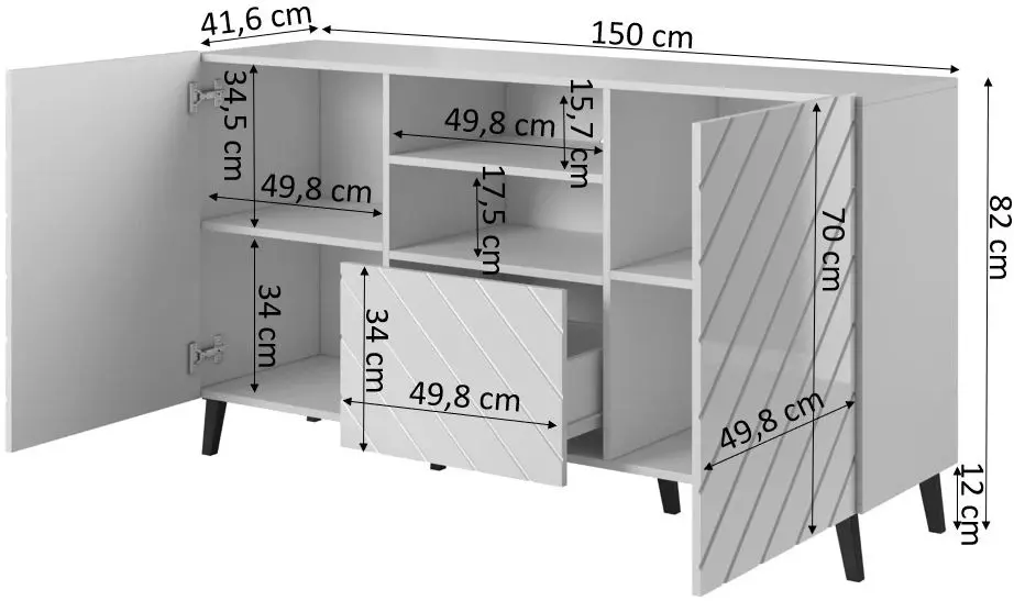 Comoda Cama Abeto BI (White Gloss)
