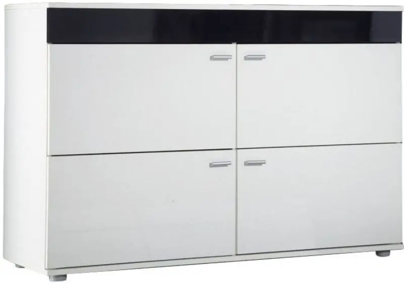 Comoda Cama Logo II (White/White Gloss/Black Gloss)