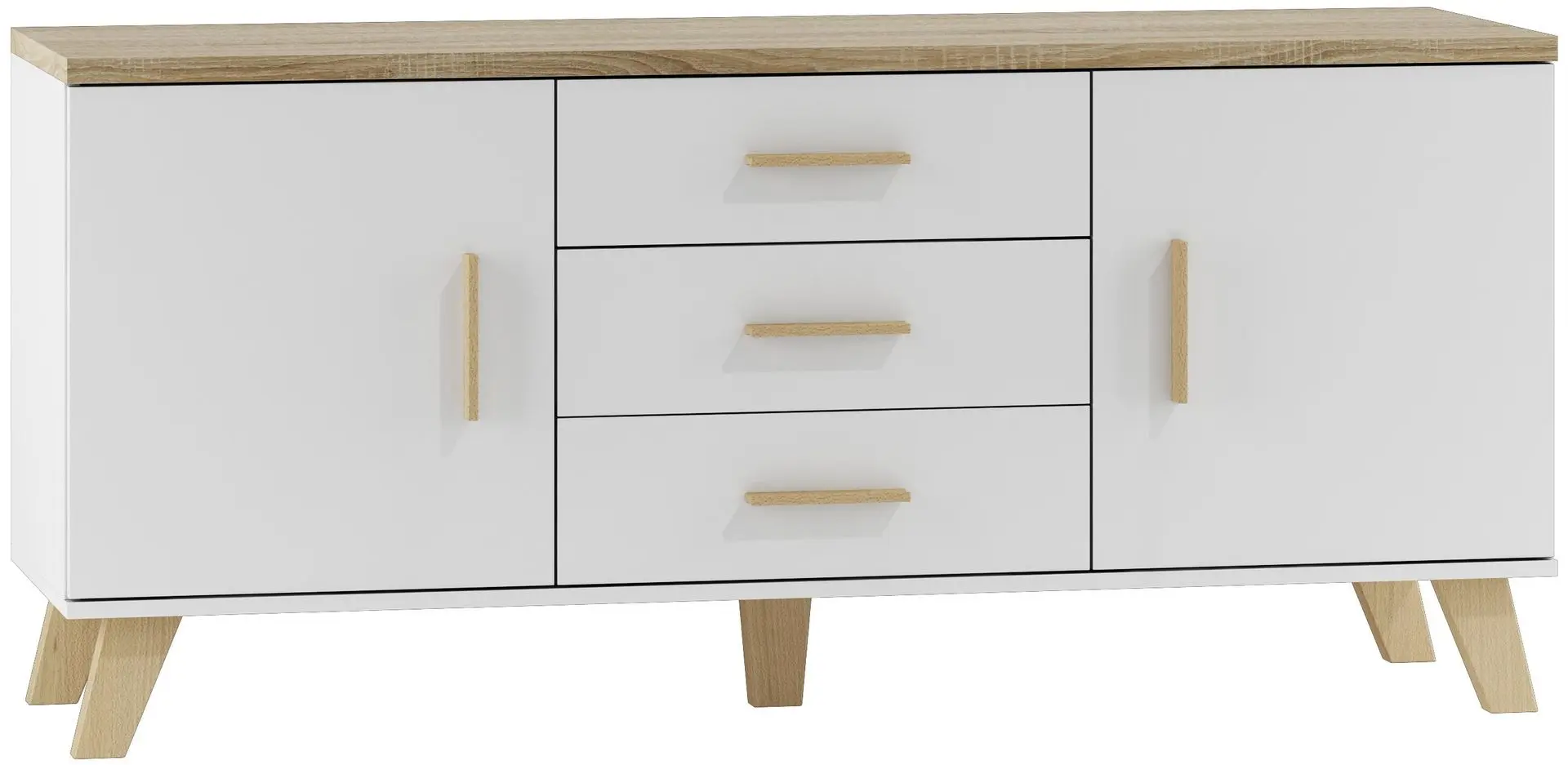 Comoda Cama Lotta 2D3S (White/Sonoma Oak)