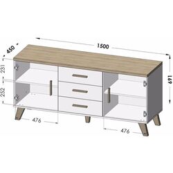 Comoda Cama Lotta 2D3S (Wotan Oak/Matte Black) Thumb