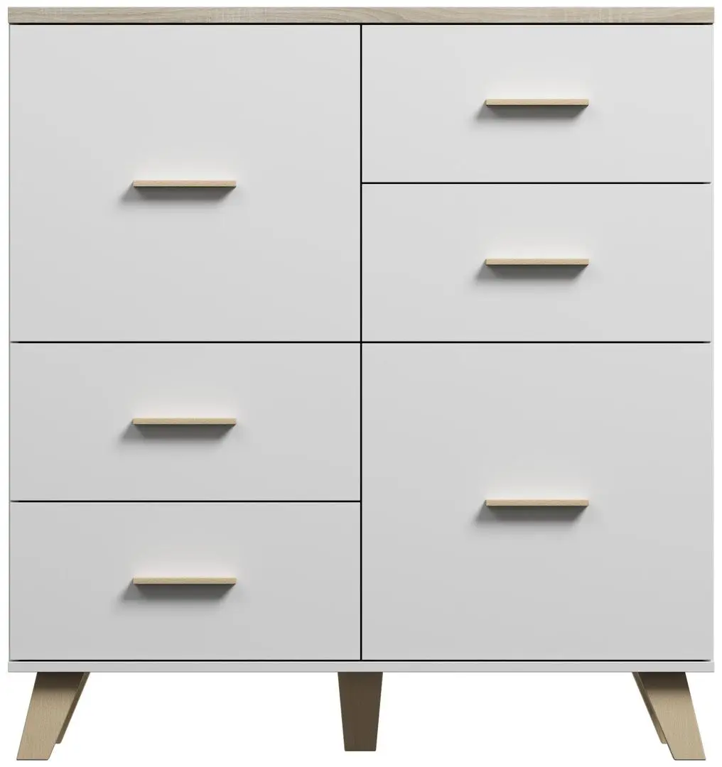 Комод Cama Lotta 2D4S (White/Sonoma Oak)