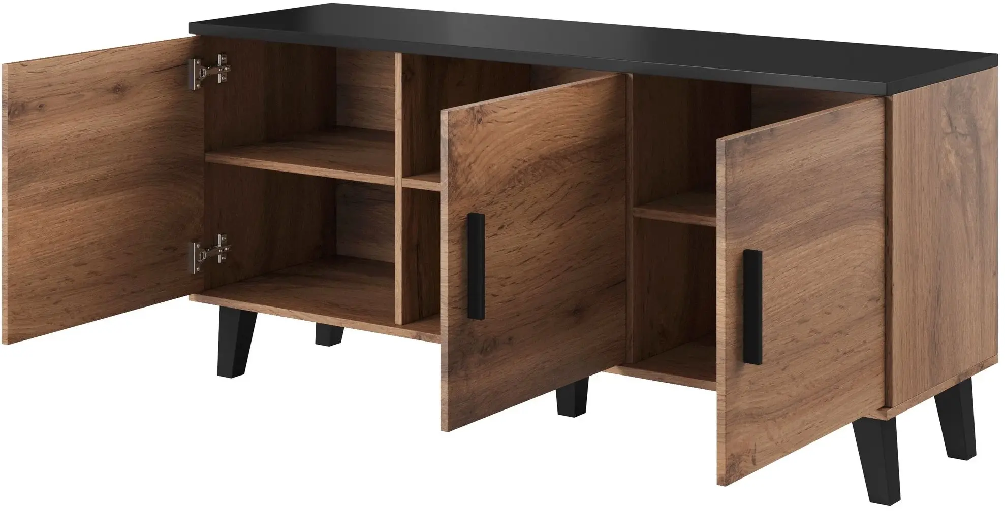 Comoda Cama Lotta 3D (Wotan Oak/Matte Black) - 2