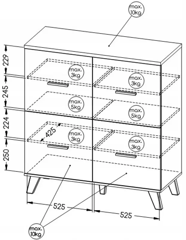 Comoda Cama Lotta 4D (White/Sonoma Oak) - 3