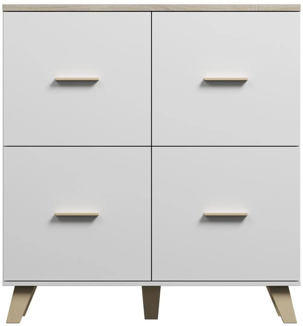 Comoda Cama Lotta 4D (White/Sonoma Oak)