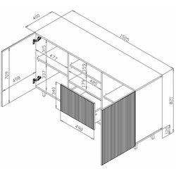 Comoda Cama Pafos KOM150 CZ (Black Matte) Thumb