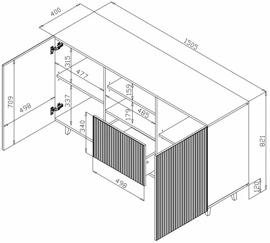 Comoda Cama Pafos KOM150 CZ (Black Matte)