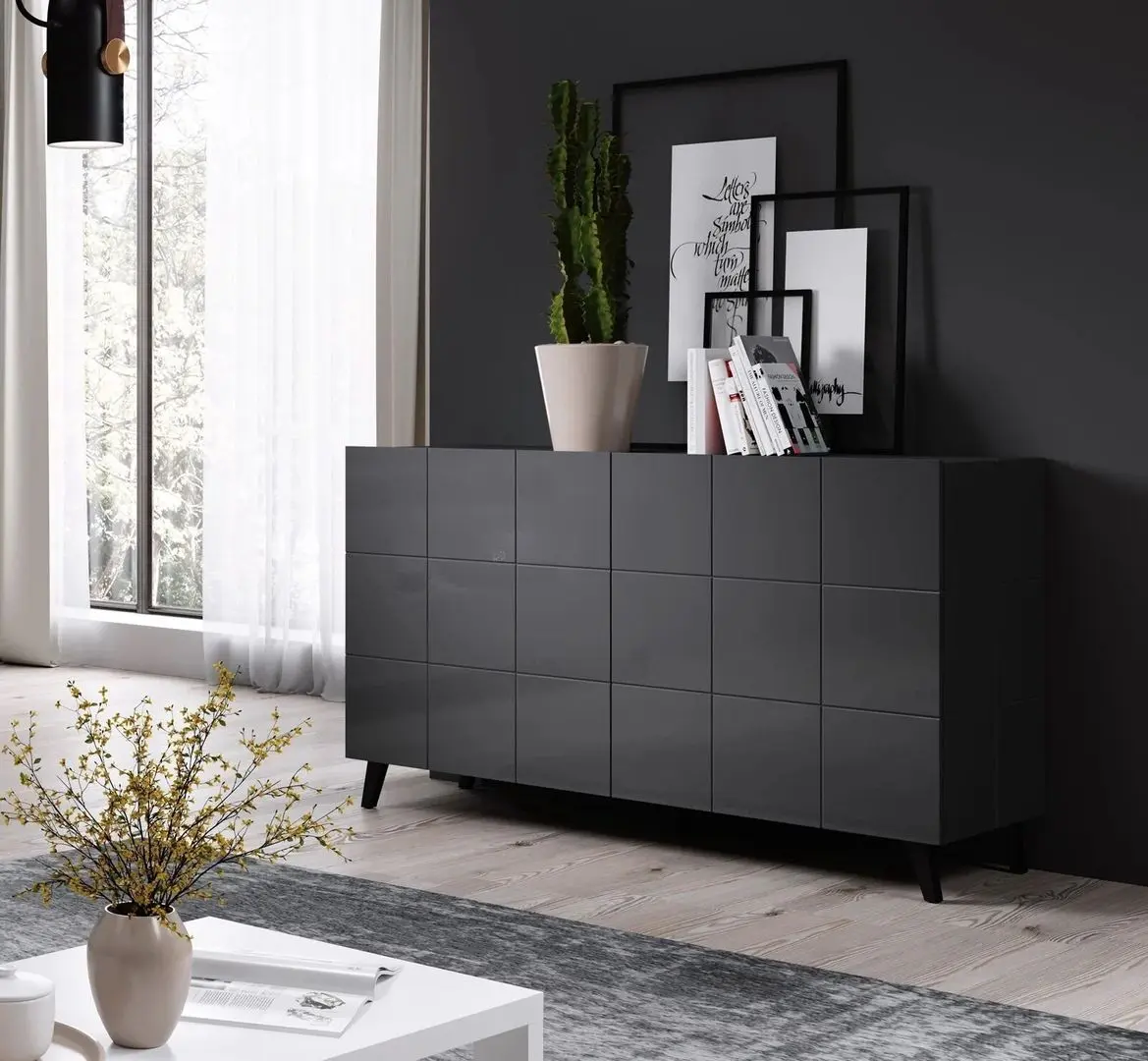 Comoda Cama Reja 2D (Graphite Grey Gloss)