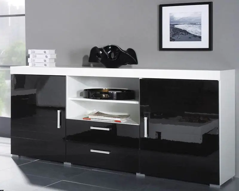 Comoda Cama Samba 5 BI/CZ (White/Black Gloss)