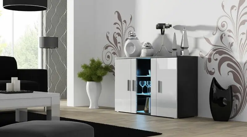 Comoda Cama Soho S7 (Black/White Gloss) - 2