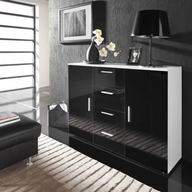 Comoda Cama Uni BI/CZ (White/Black Gloss) - 2