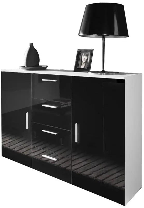 Comoda Cama Uni BI/CZ (White/Black Gloss)