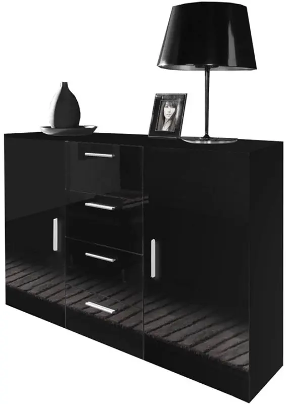 Comoda Cama Uni Night CZ/CZ (Black/Black Gloss)