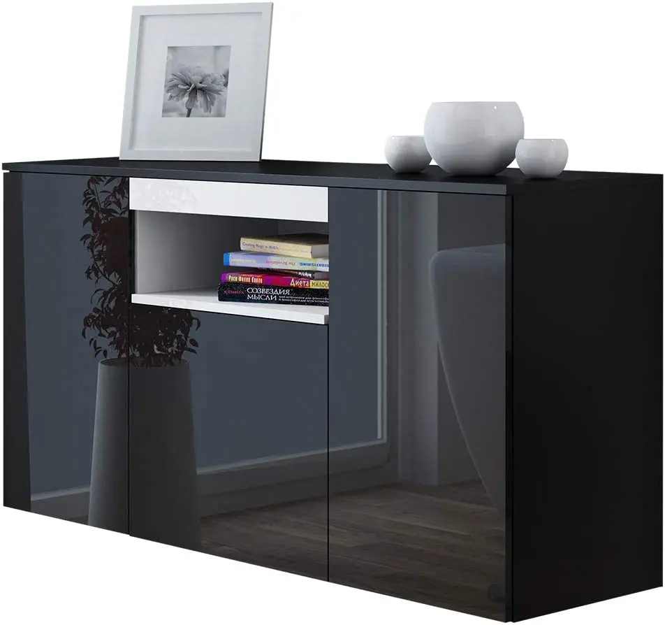 Comoda Cama Viva CZ/CZ+BI (Black/Black Gloss/White)