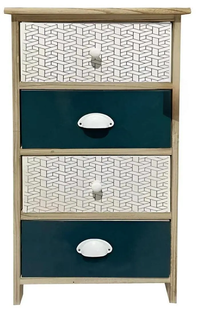 Comoda Chomik Szafir PHO7148 (Natural/White/Dark Blue)