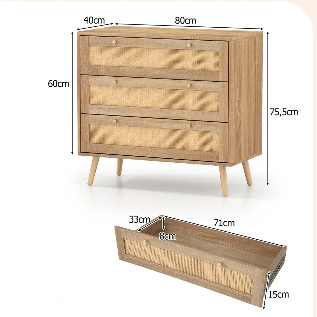 Комод Costway HV10750OA (Natural) - 3