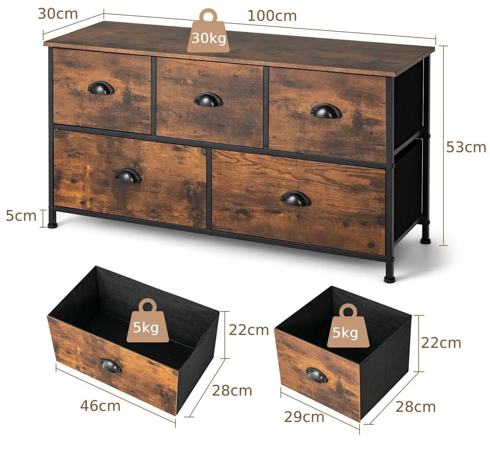 Comoda Costway JZ10090CF (Rustic Brown)