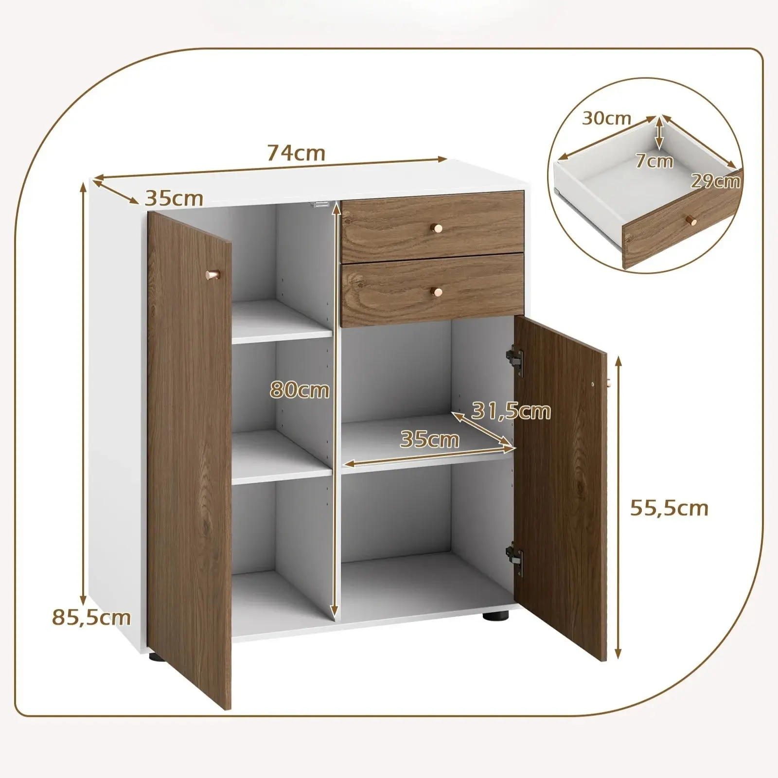 Tumba Costway JV12966NA (Natural/White) - 4
