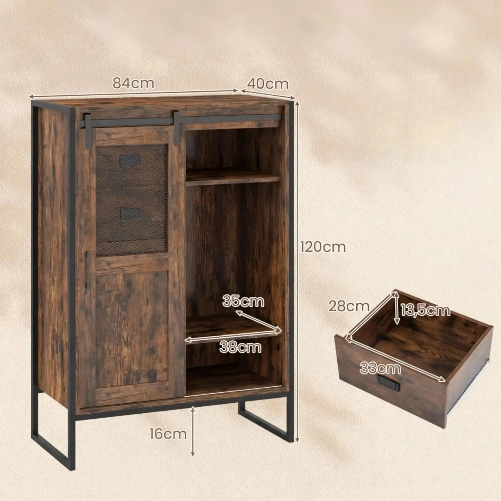 Tumba Costway JV13467CF (Brown) - 3
