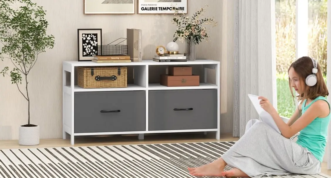 Тумба Costway JZ10180WH (White/Gray)