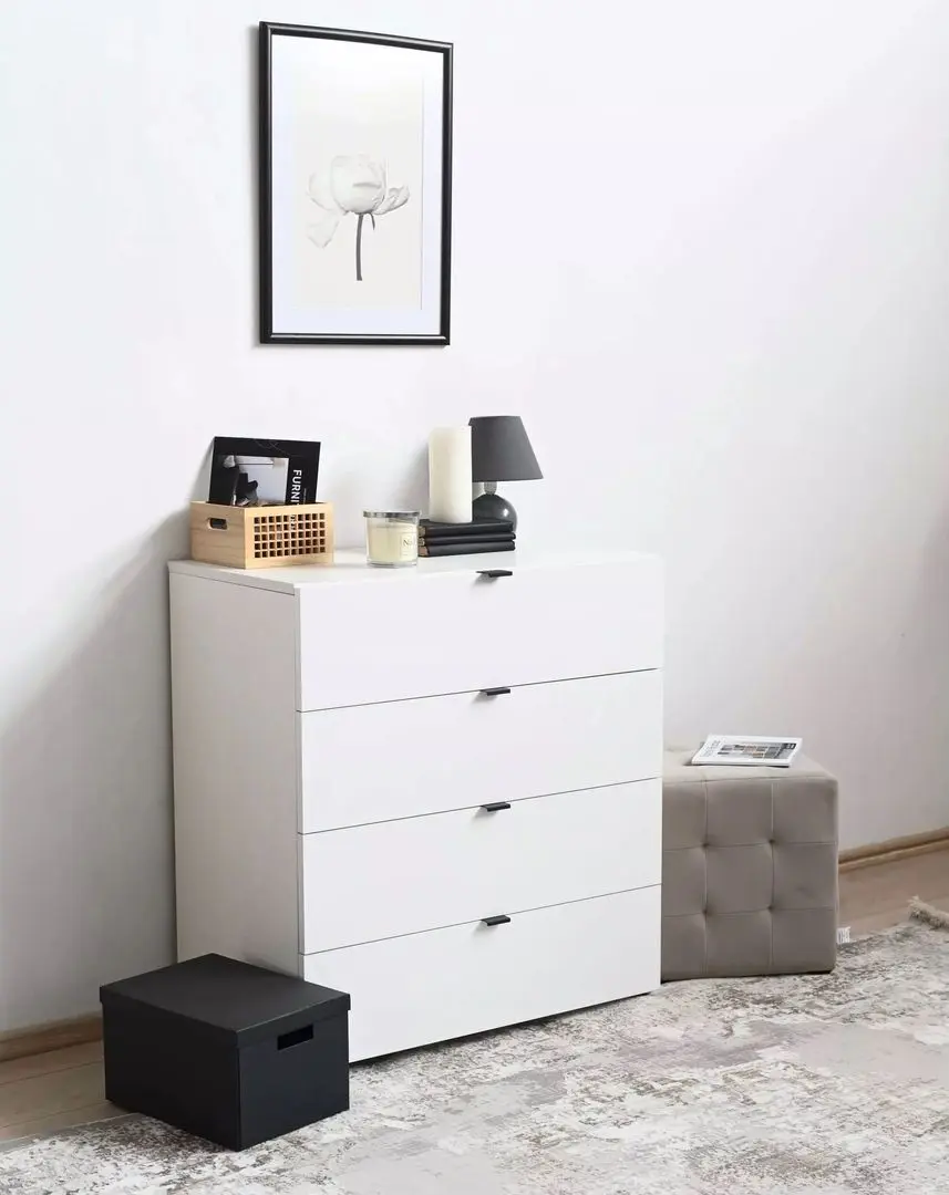 Comoda Fabrik Home Hardy 4S (White/White Gloss)