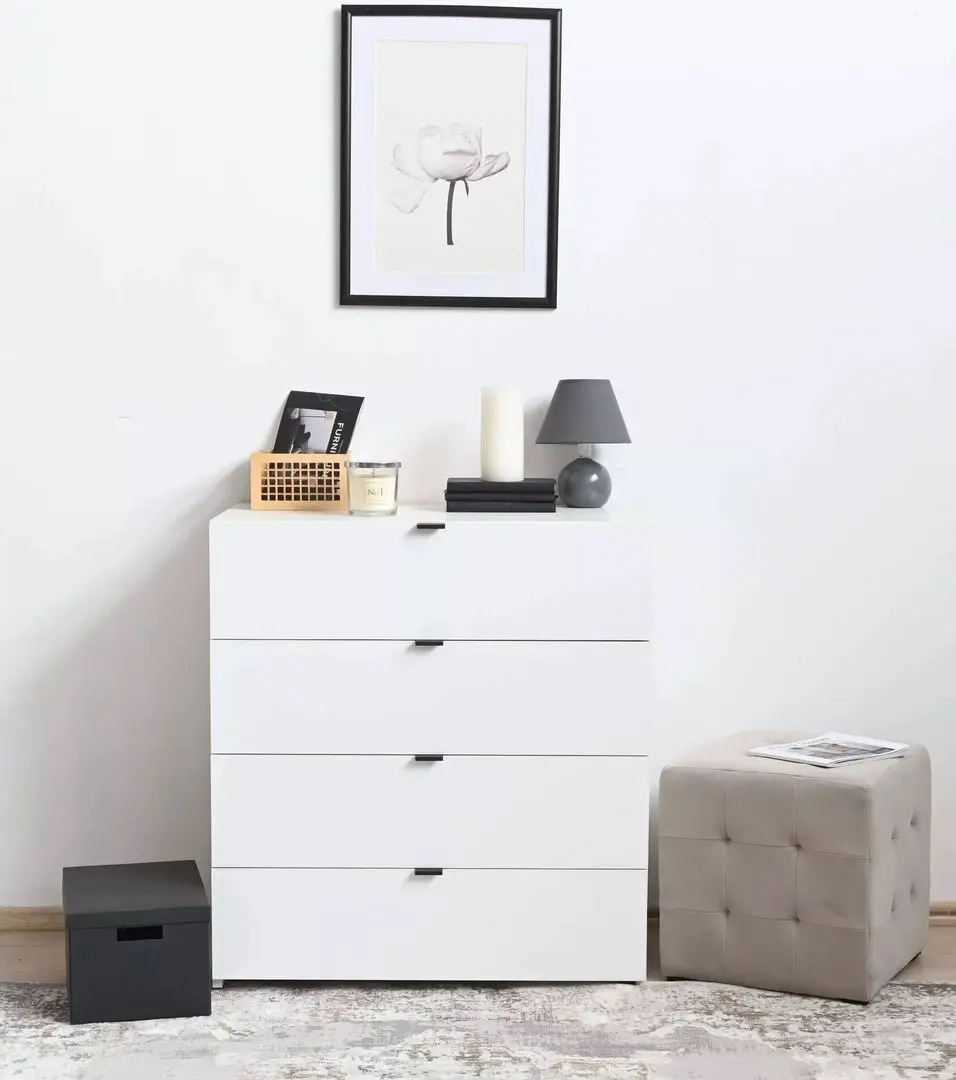 Comoda Fabrik Home Hardy 4S (White/White Gloss)