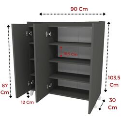 Tumba Fabulous Multifunctional Cabinet With 3 Doors (Anthracite) Thumb