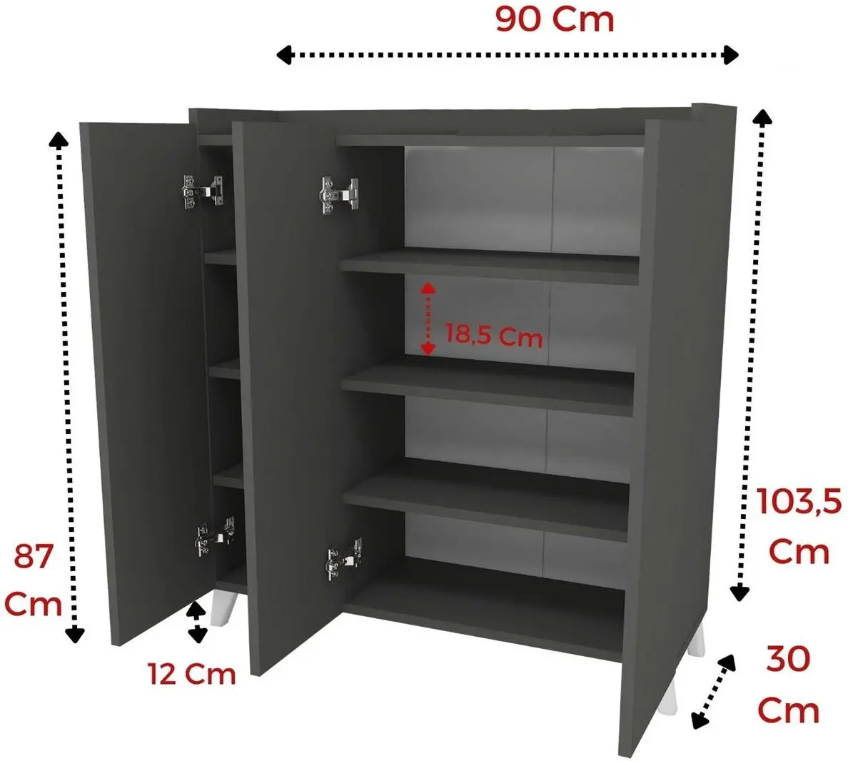 Tumba Fabulous Multifunctional Cabinet With 3 Doors (Anthracite)